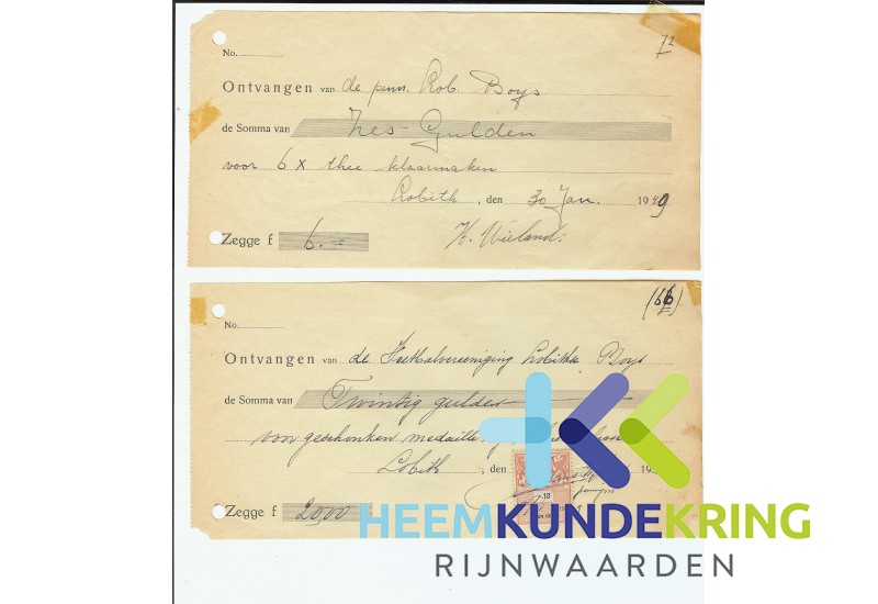 Kwitantie`s 2 x 1948-1958